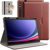 JETech Case for Samsung Galaxy Tab S10 Plus/Tab S9 Plus 12.4-Inch with S Pen Holder, PU Leather Business Folio Protective Tablet Cover with Pocket & Straps, Multi-Angle Viewing (Brown)